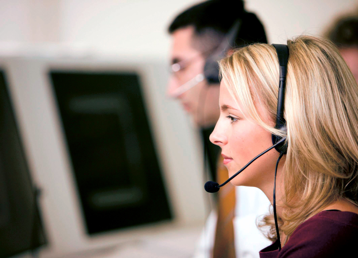 Female contact center worker